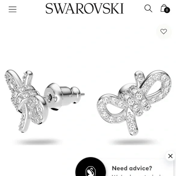 Swarovski lifelong rhodium plated mini bow earrings - Picture 6 of 8